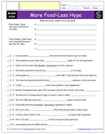 FREE Differentiated Worksheet for Bill Nye Saves the World * - More Food  Less Hype - Episode FREE Differentiated Worksheet / Video Guide