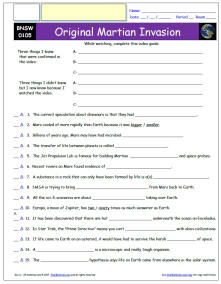 FREE Differentiated Worksheet for Bill Nye Saves the World * - The Original Martian Invasion - Episode FREE Differentiated Worksheet / Video Guide