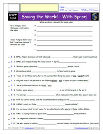 FREE Differentiated Worksheet for Bill Nye Saves the World *- Saving the World - With Space! - Episode FREE Differentiated Worksheet / Video Guide