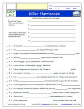 FREE worksheet for the NOVA * - Killer Hurricanes  Episode Free Worksheet / Video Guide