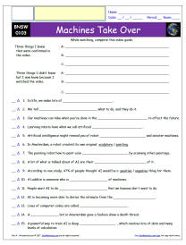 FREE Differentiated Worksheet for Bill Nye Saves the World * - Machines Take Over - Episode FREE Differentiated Worksheet / Video Guide