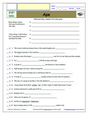 FREE Differentiated Worksheet for EYEWITNESS * - Ape - Episode FREE Differentiated Worksheet / Video Guide