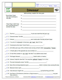 FREE Differentiated Worksheet for EYEWITNESS * - Dinosaur - Episode FREE Differentiated Worksheet / Video Guide