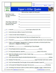 FREE Differentiated Worksheet for NOVA * - Japan's Killer Quake  - Episode FREE Differentiated Worksheet / Video Guide