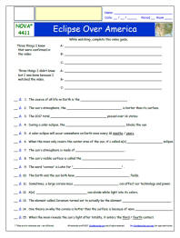 FREE worksheet for the NOVA * - Eclipse Over America  Episode Free Worksheet / Video Guide